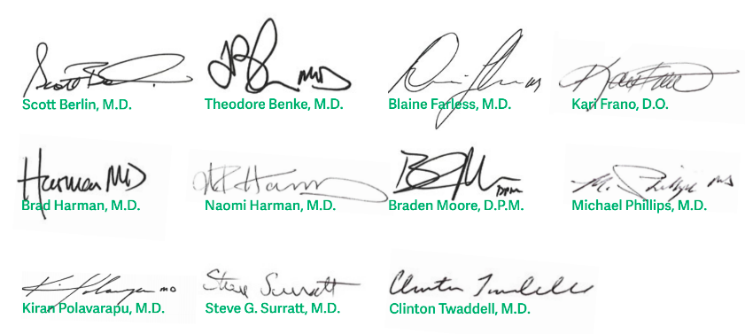 Image Of A List Of Physician s Signatures Handwritten By Each Doctor 